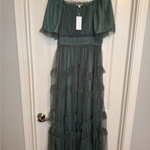 Baltic Born Sage Green Sheer Maxi Dress medium NWT
